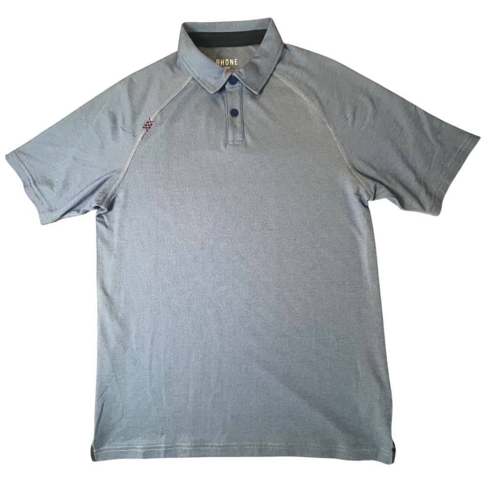 Rhone Mens Delta‎ Pique Polo Shirt Blue Micro Stripe Small 101346
